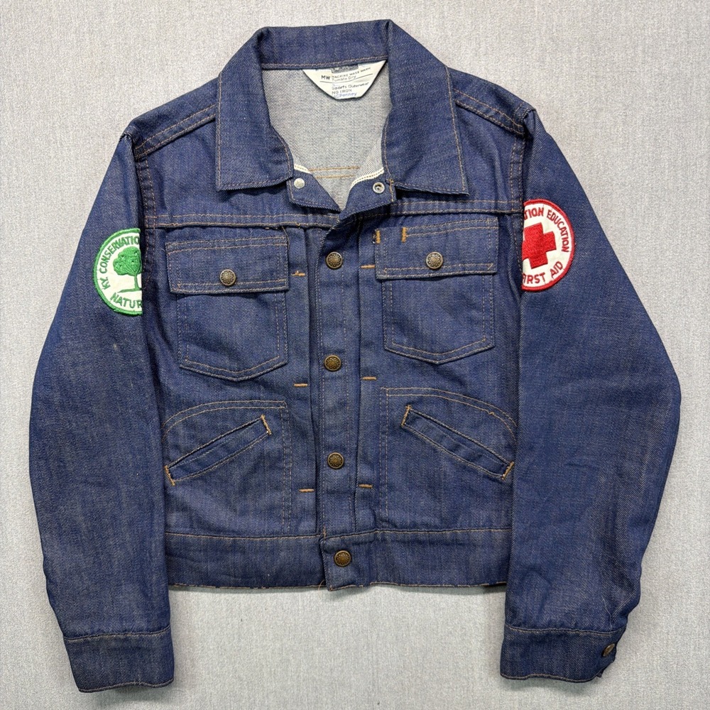 Vintage JC Penney Sports Outerwear Selvedge Denim Trucker Jacket Boys 30" Chest